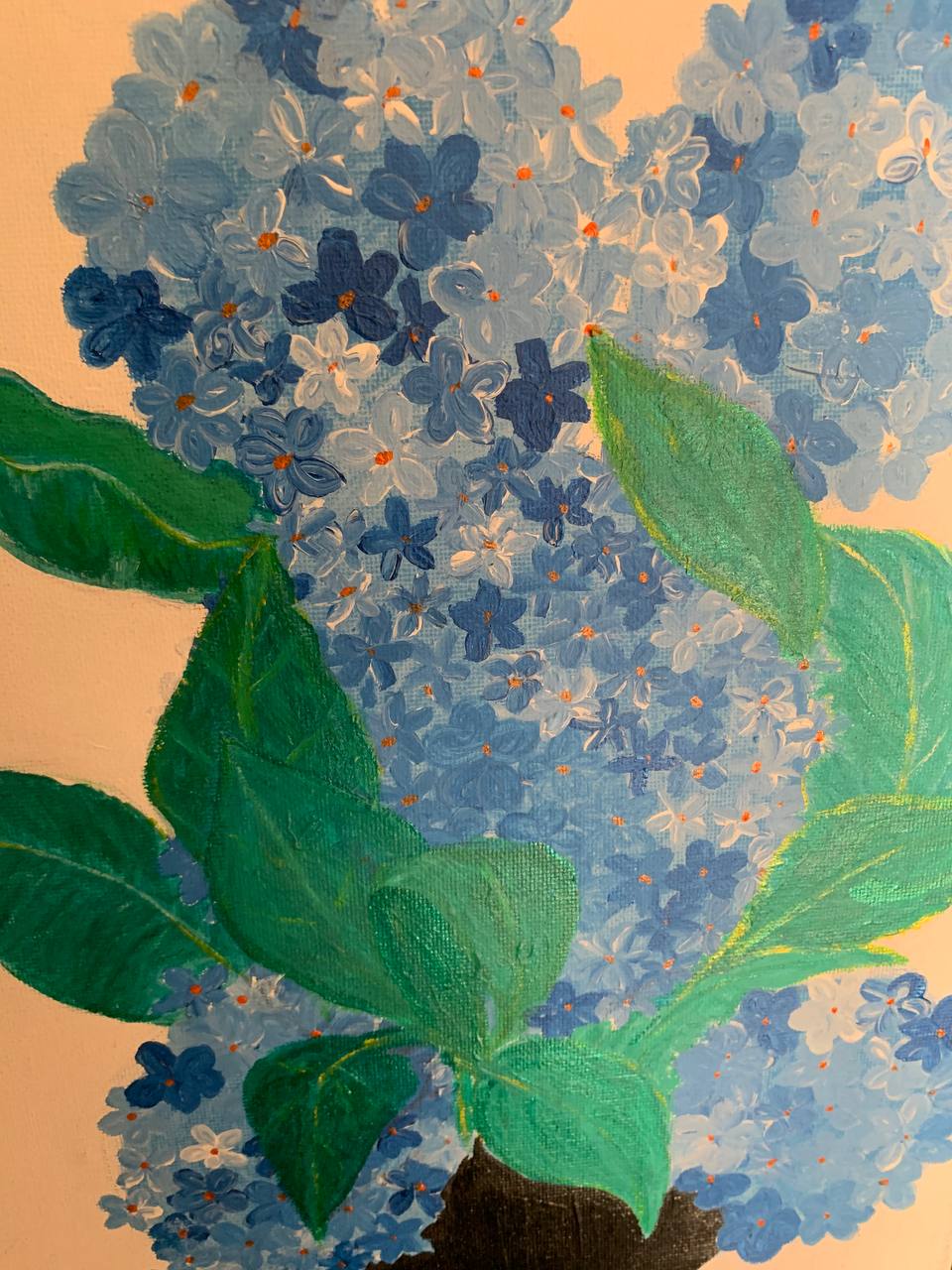 Blue hydrangea floral painting