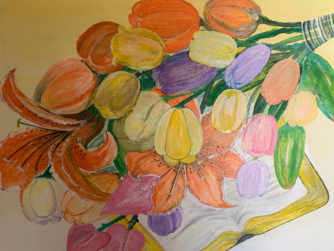 Pastel floral bouquet painting