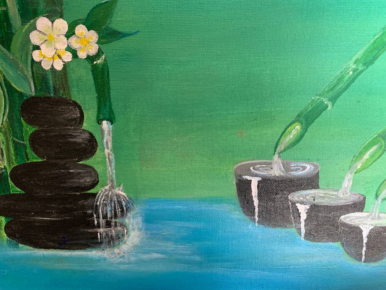 Bamboo and water still life painting