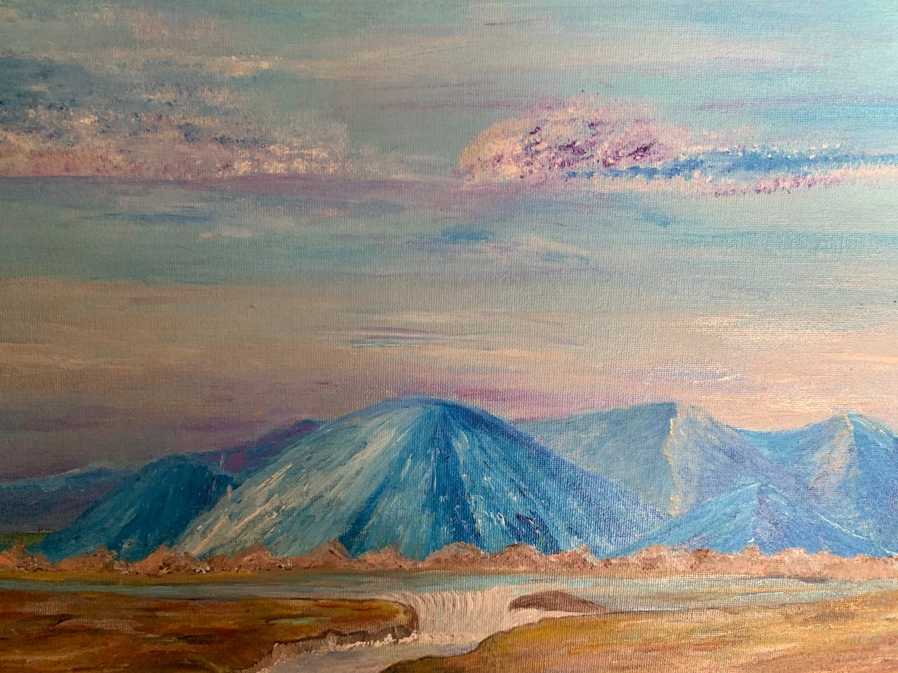 Blue mountain landscape painting