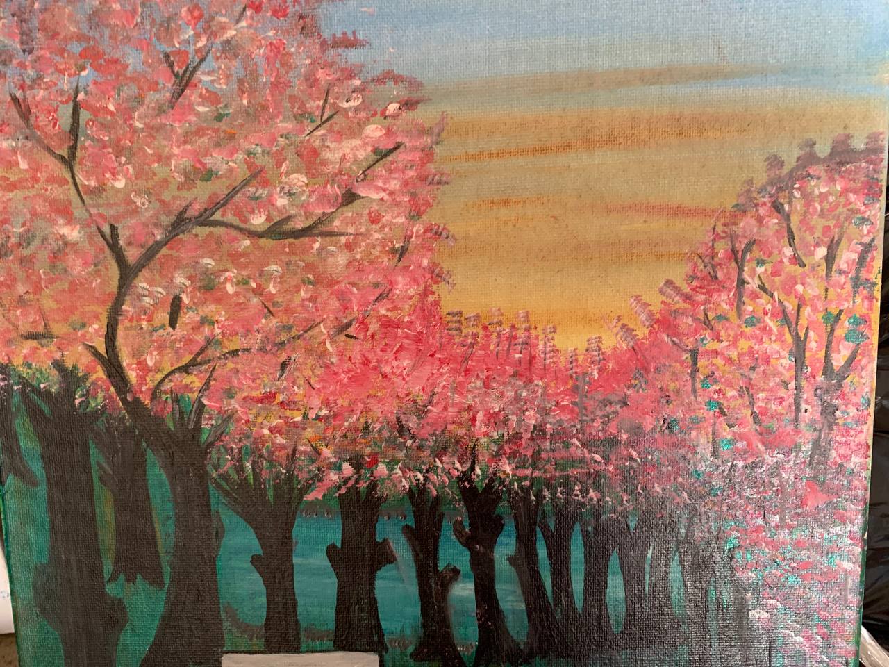 Pink tree grove landscape
