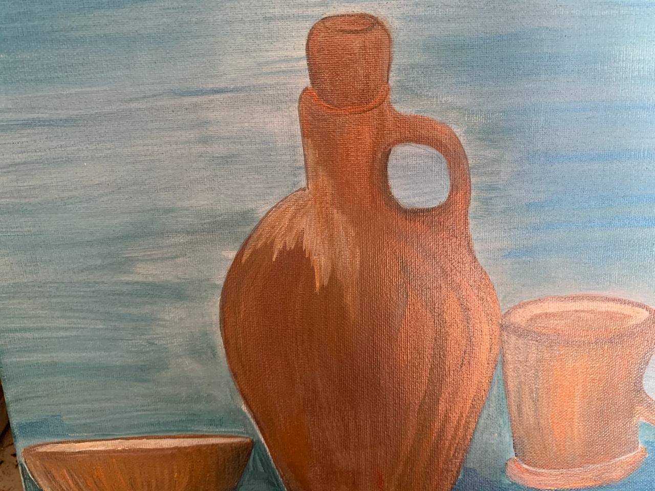 Earthen vessel and cup still life