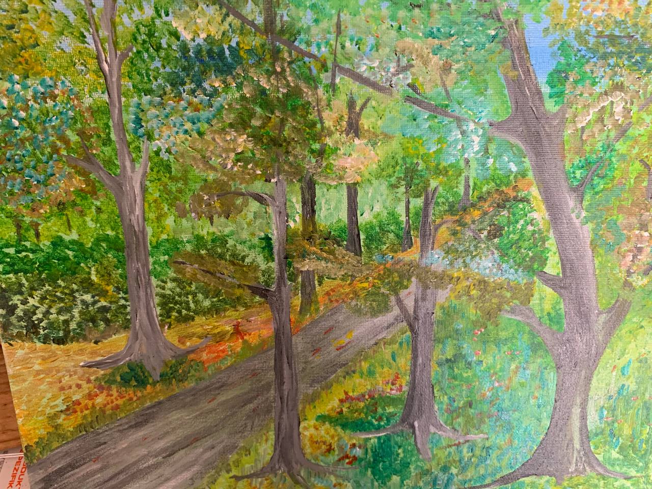 Woodland road painting