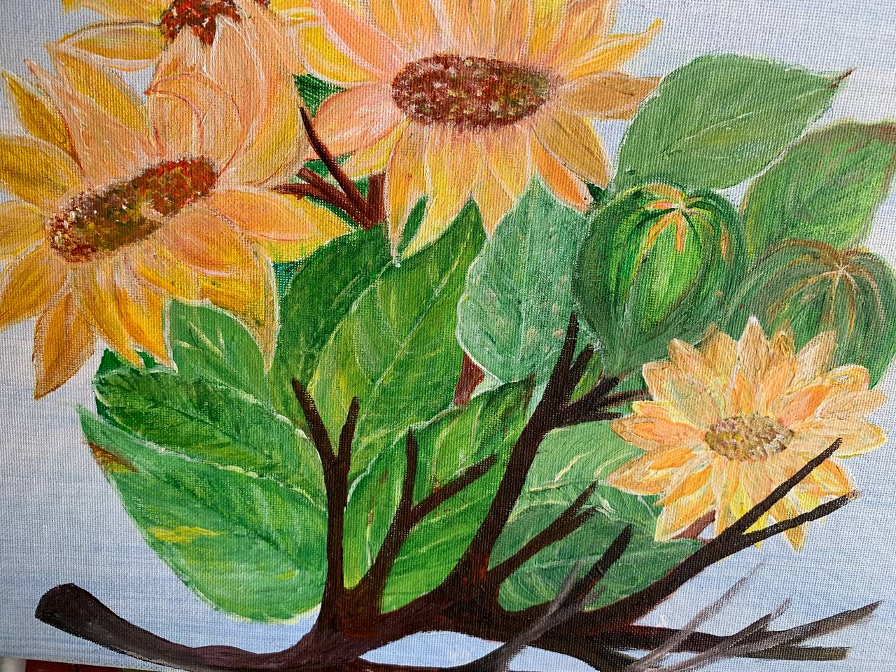 Sunflower branch painting