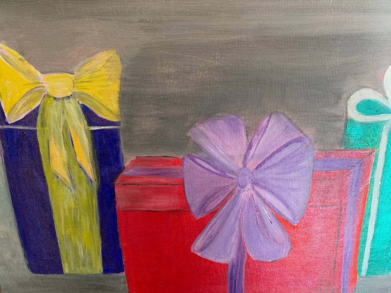 Gift boxes with bows painting
